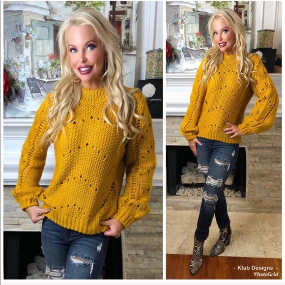 ❤️Cable Knit Mock Neck Bishop Sleeve Sweater! - Picture 5 of 8
